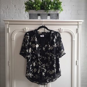 Black and cream floral top